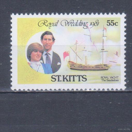 [1806] Сент-Китс 1981. Корабли.Парусник.Принцесса Диана. MNH