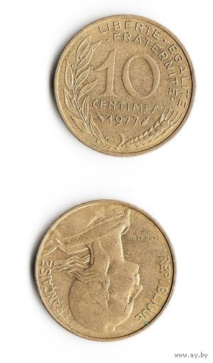 10 сантимов Франция 1977 год