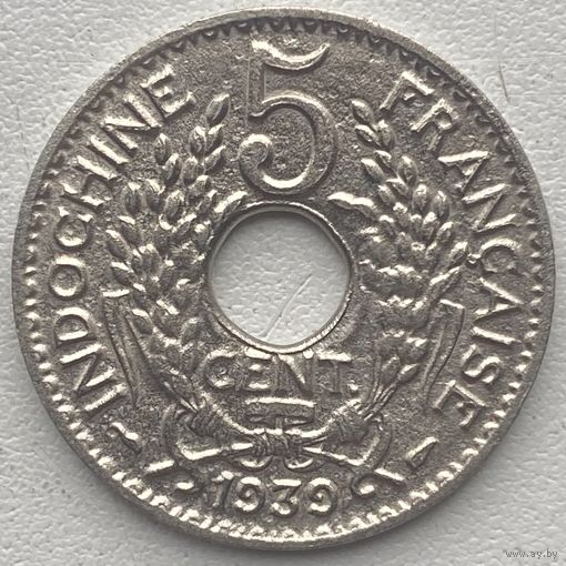 Французский Индокитай 5 сантимов 1939 г.