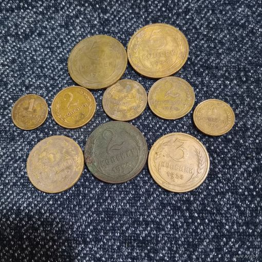 Сборный лот монет СССР ранних, с хорошим рельефом, без вмешательств