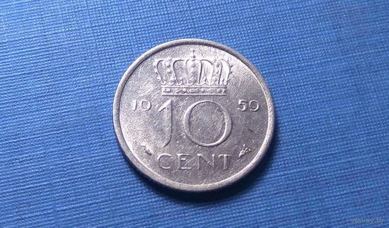 10 центов 1959. Нидерланды. XF!