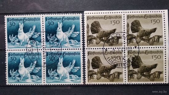 Лихтенштейн\892фе\ ЛИХТЕНШТЕЙН ФАУНА ЖИВОТНЫЕ ПТИЦЫ 1946 квартблок  кц88ми