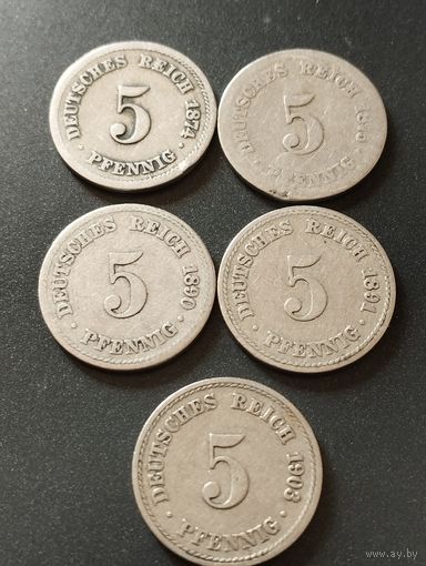 5 пфеннигов 1874 А