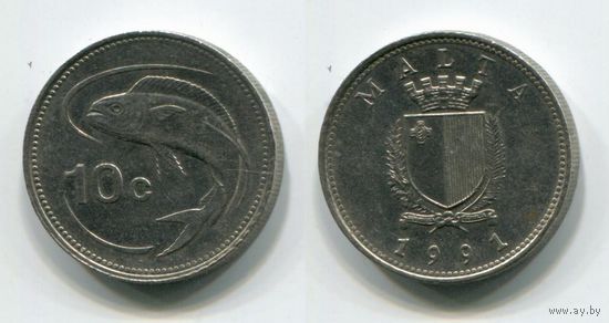 Мальта. 10 центов (1991, XF)