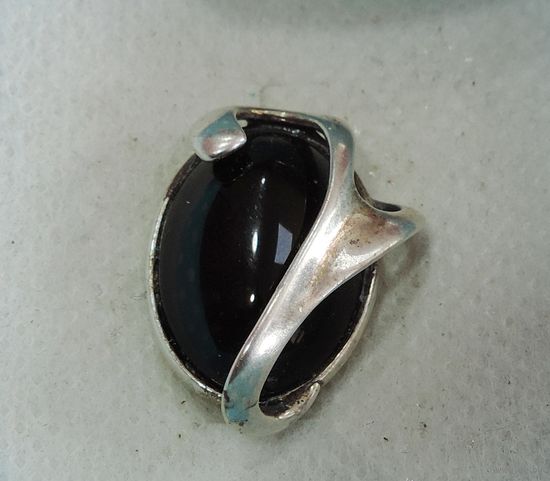 Серьга 925 пр. с большим Агатом. Размер камня 1.3-2 см. Старая Европа.
