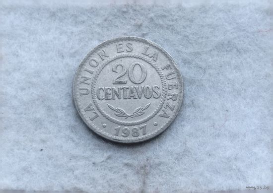 Werty71 Боливия 20 сентаво 1987