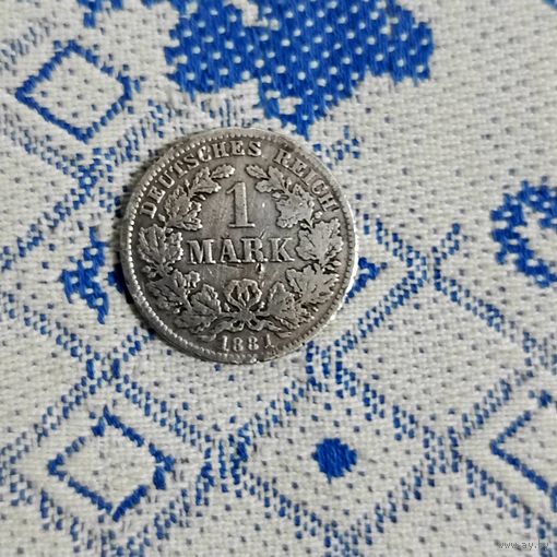 1 марка (1881г.) Пруссия.  МД (D).Серебро.