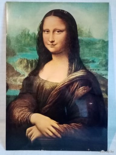 Леонардо да Винчи Мона Лиза 34х49 см репродукция на фанере под лаком СССР
