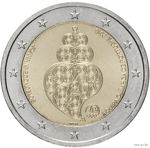 2 евро 2016 Португалия Олимпийские игры в Рио UNC из ролла
