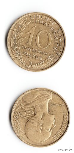 10 сантимов Франция 1970 год
