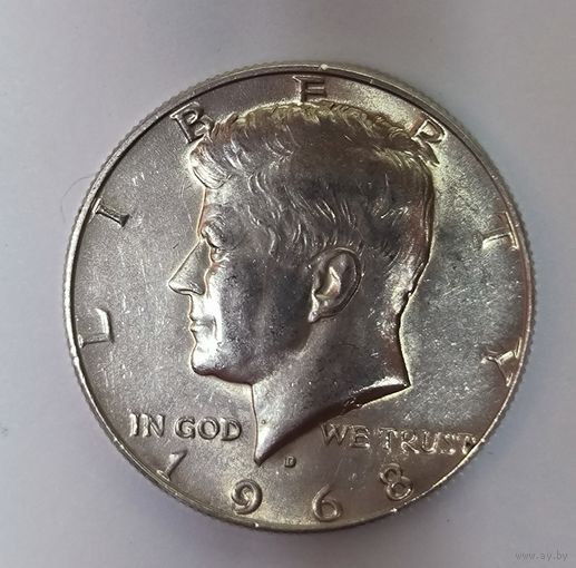 1/2 доллара 1968 Кеннеди США. Серебро! Штемпельная!