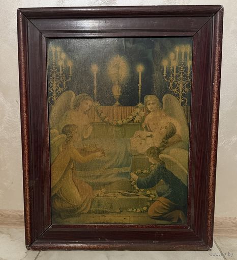 Старинная литография в раме