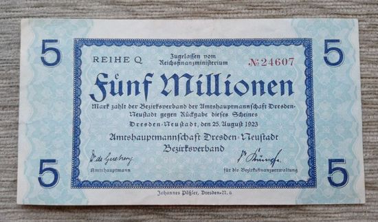 Werty71 Германия Веймар 5000000 марок 1923 банкнота 5 миллионов гроссгельд Дрезден