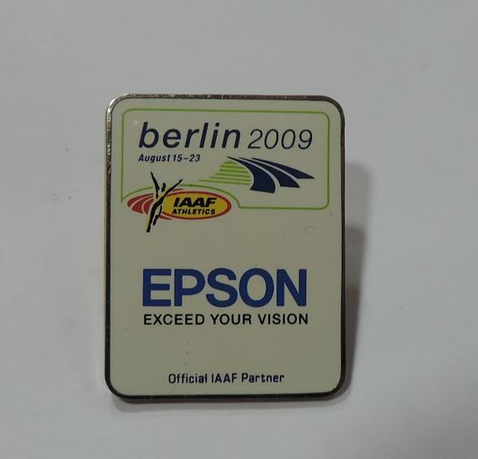 Значок "EPSON, Берлин 2009". Чемпионат мира по лёгкой атлетике 2009.