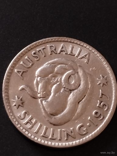 Австралия- 1 шиллинг, 1957 г. Серебро.