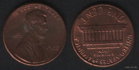 США km201b 1 цент 1986 год (-) (_3 ТОРГ ЛЮБОЙ