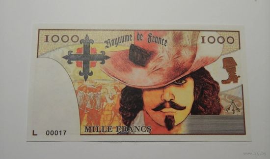 Франция 1000 франков 2016 года.Проектная. КОПИЯ !