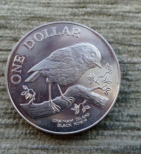 Werty71 Новая Зеландия 1 доллар 1984 Елизавета 2 Чёрный Робин Птица Редкая 1 Крона