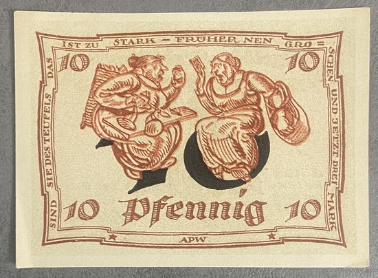 Нотгельд 10 пфеннигов 1921 год. Арнштадт. Веймарская республика
