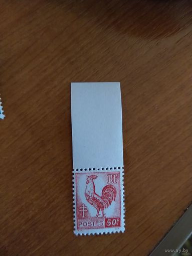 1944 Франция чистая оригинальный клей MNH** фауна птицы Гальский петух герб (5-1)