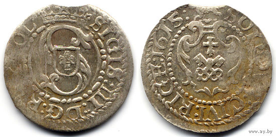 Шеляг 1615, Сигизмунд III Ваза, Рига, штемпельный блеск. Более редкий год, R2