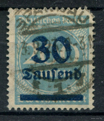 Веймарская Республика - 1923г. - стандартный выпуск, надпечатка 30 Tsd на 200 М - 1 марка - гашёная. Без МЦ!