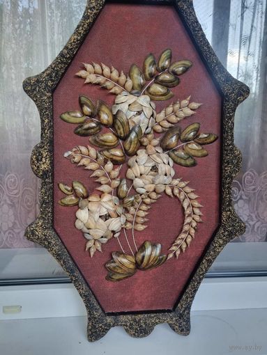 Панно большое "Цветы" из ракушек