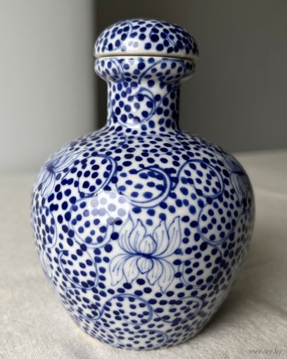 Фарфор банка для чая или специй Китай винтаж шинуазри