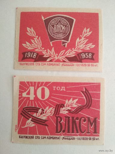 Спичечные этикетки ф.Гигант.40 лет ВЛКСМ.1958 год