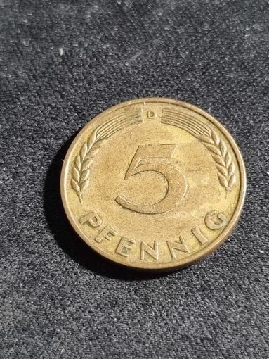 Германия 5 пфеннигов 1950 D