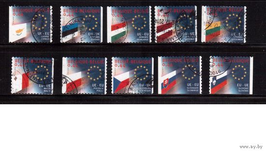 Бельгия-2004(Мих.3342-3351) , гаш. , Страны Евросоюза, Флаги(полная серия)(2)