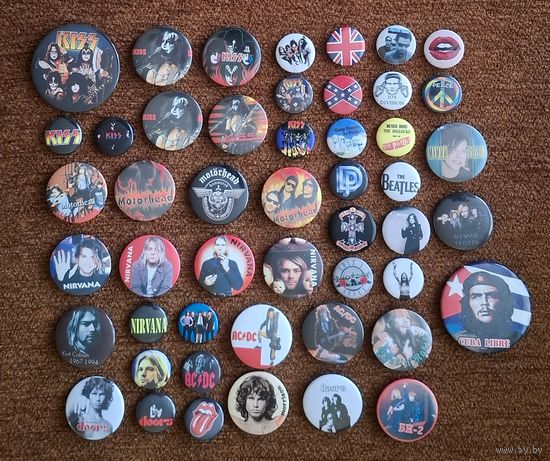 KISS, AC DC, NIRVANA, etc. значки