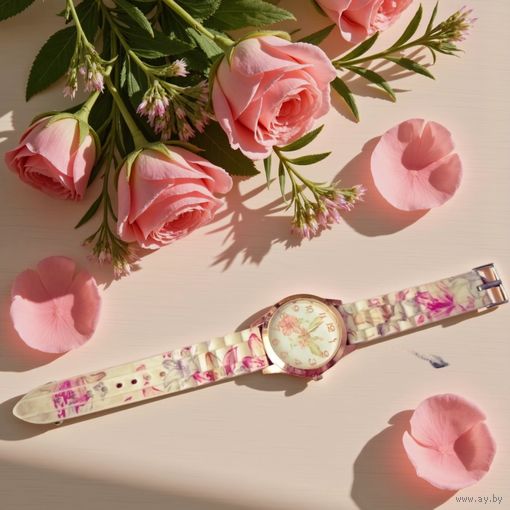 Женские часы с цветочным узором
