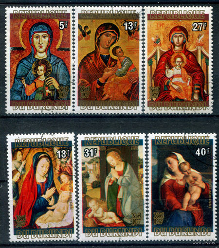 Бурунди - 1977г. - Рождество. Картины - 6 марок - полная серия, гашёные с клеем [Mi 1429 A - 1434 A]. #3-Bu-101-KS-2