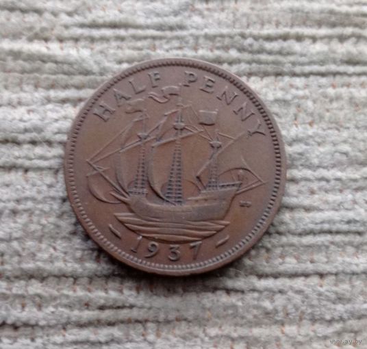 Werty71 Великобритания 1/2 пенни 1937 Георг 6 Корабль
