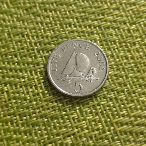 Гернси 5 пенсов 2006 г ( Корабль , Королева в возрасте  )