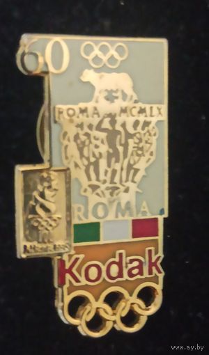 Олимпиада РИМ 1960 год, Спонсорский знак Кодак (Kodak).  Тяжелый метал. Эмаль.