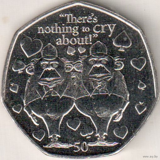 Остров Мэн 50 пенсов, 2021 Алиса в Зазеркалье - Траляля и Труляля UNC