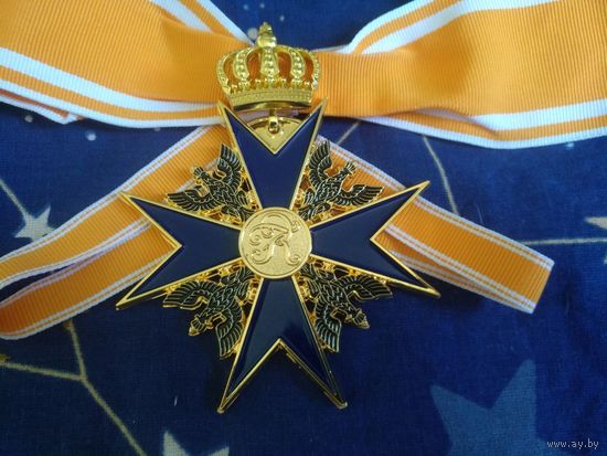 Крест орден Чёрного Орла с короной Германия Пруссия рыцарский 1 ст (c шейной лентой) реплика