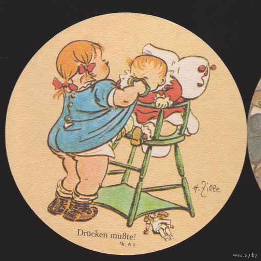 ФРГ Бирдекель " ZILLE SEIN BERLIN " С рисунками худ. Генрих Цилле (1858 - 1929) (Двухсторонний) предположительно 60-70 годы лот 1