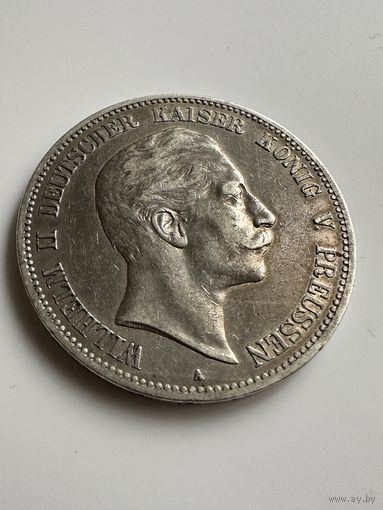 Германская империя (Пруссия) Вильгельм II. 5 марок 1904 год. Состояние!