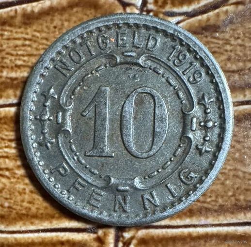 Банкнота 10 пфеннигов 1919 год. Виттен. Веймарская республика.