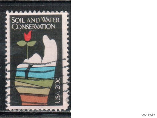 США-1984, (Мих.1680) , гаш.), Сохранение воды (одиночка),