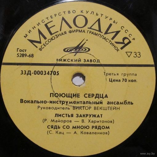 ВИА ''Поющие сердца'' (Листья закружат) (7'')