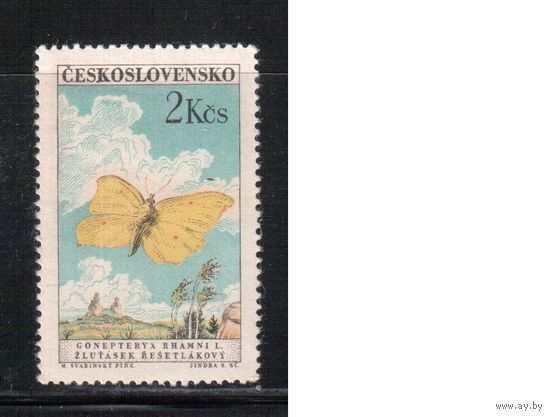 Чехословакия-1961,(Мих.1309)  **    , Фауна, Бабочки, Концовка