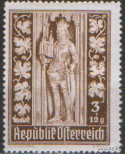 Марка из серии 1946г. Австрия "Восстановление собора Святого Стефана в Вене. Основатель собора - герцог Рудольф IV" MNH