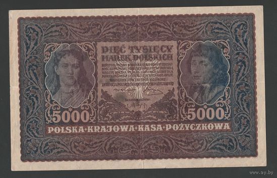 Польша 5000 марок 1919 года. Серия III AS. Тип P-31(2). Состояние XF-