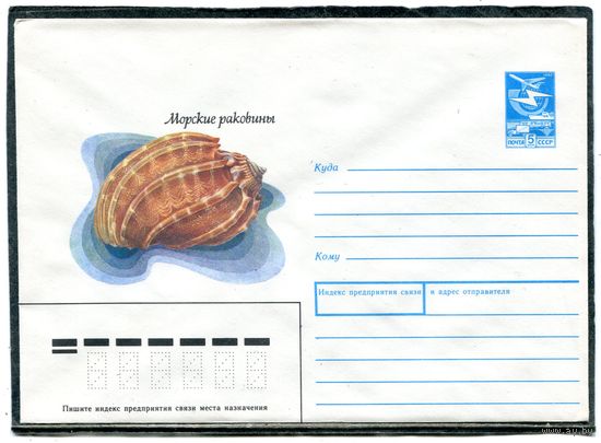 СССР 1987. ХМК. Конверт. Морские раковины. Арфа большая