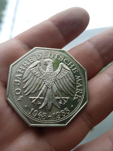 1 марка Германия 1948-1988 г, в честь 40 летия немецкой марки