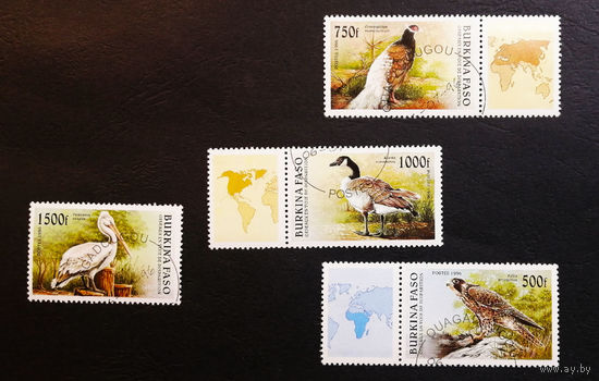 Буркина-Фасо 1996 г. Птицы. Фауна, полная серия из 4 марок #0233-Ф1P45